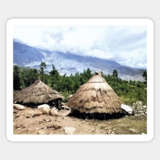 Colorized Vintage Photo of Andes Mountains Dwellings Sticker